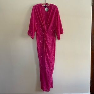 Beautiful pink sequin kimono caftan batwing dress